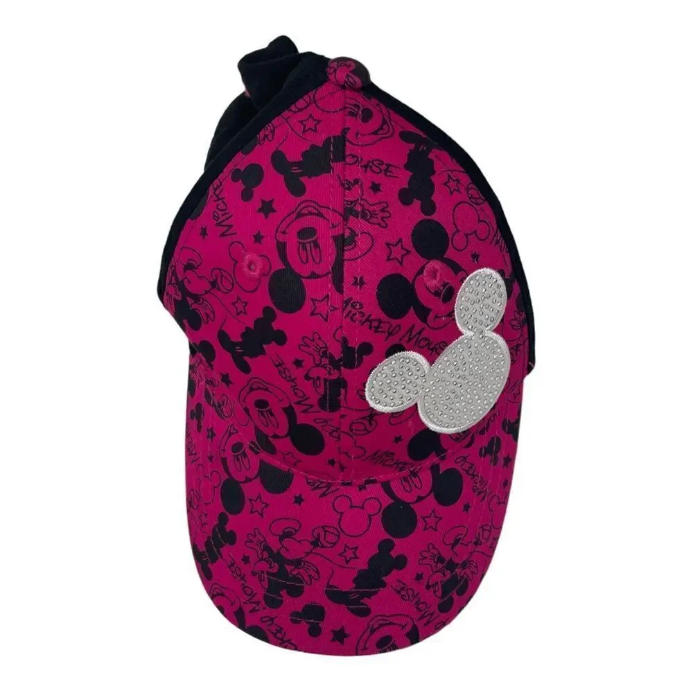 Disney Parks Mickey Mouse Baseball Hat Youth Size Cap Black And Pink